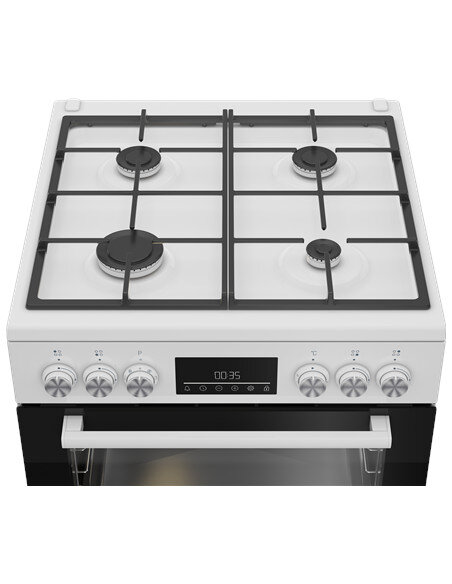 BEKO Cooker | FBM62330GWDTN | Hob type Gas | Oven type Electric | White | Width 60 cm | Grilling | LED | Depth 60 cm | 72 L