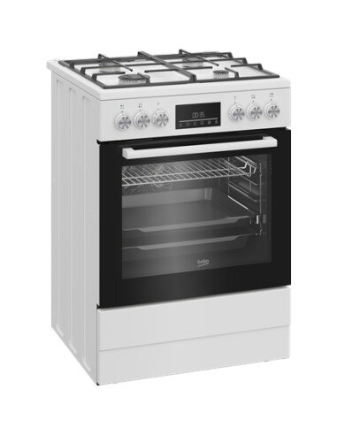 BEKO Cooker | FBM62330GWDTN | Hob type Gas | Oven type Electric | White | Width 60 cm | Grilling | LED | Depth 60 cm | 72 L