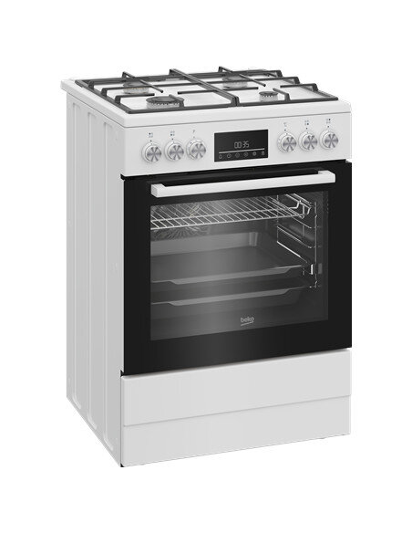 BEKO Cooker | FBM62330GWDTN | Hob type Gas | Oven type Electric | White | Width 60 cm | Grilling | LED | Depth 60 cm | 72 L