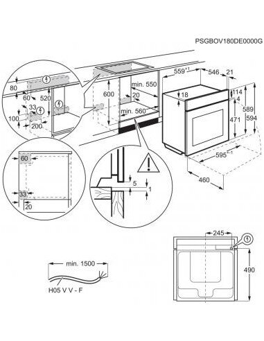 70l.talpos įmontuojama garinė juodos spalvos orkaitė Electrolux EOB8S39WZ