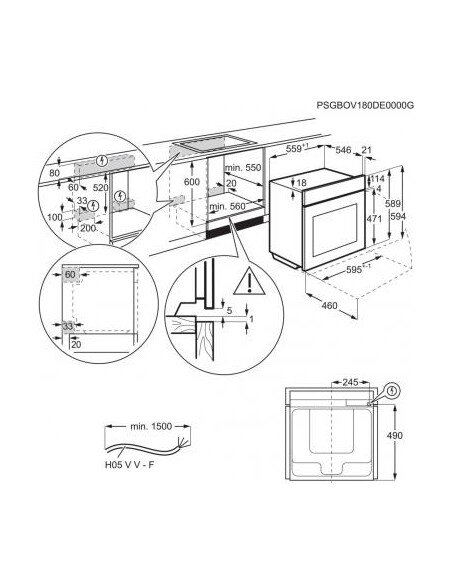 70l.talpos įmontuojama garinė juodos spalvos orkaitė Electrolux EOB8S39WZ