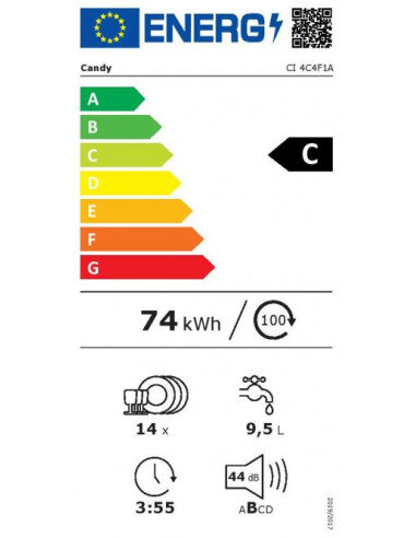 60 cm pločio įmontuojama indaplovė Candy CI 4C4F1A