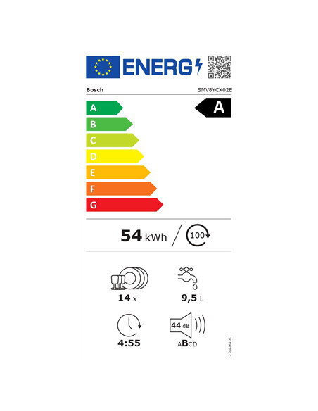 Dishwasher | SMV8YCX02E | Built-in | Width 60 cm | Number of place settings 14 | Number of programs 8 | Energy efficiency class 
