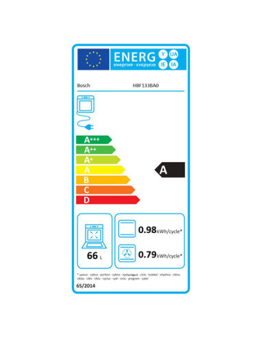 Bosch | Oven | HBF133BA0 | 66 L | Electric | EcoClean | Knobs | Height 59.5 cm | Width 59.4 cm | Black