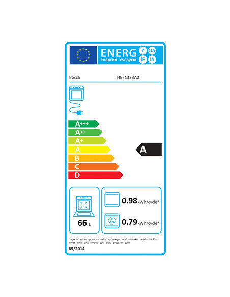 Bosch | Oven | HBF133BA0 | 66 L | Electric | EcoClean | Knobs | Height 59.5 cm | Width 59.4 cm | Black