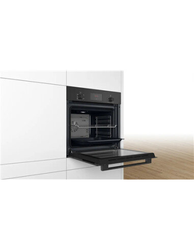 Bosch Oven | HBF133BA1 | 66 L | Electric | EcoClean | Knobs | Height 59.5 cm | Width 59.4 cm | Black