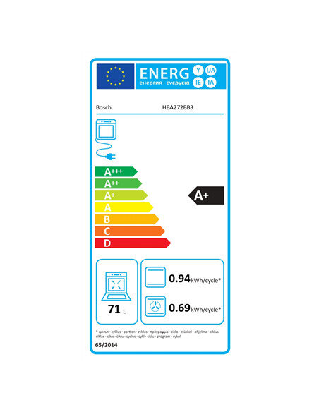 Bosch Oven | HBA272BB3 | 71 L | Electric | Pyrolysis/Hydrolytic | Touch control | Height 59.5 cm | Width 59.4 cm | Black