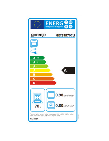 Gorenje | Cooker | GECS5B70CLI | Hob type Vitroceramic | Oven type Electric | Beige | Width 50 cm | Depth 59.4 cm | 70 L