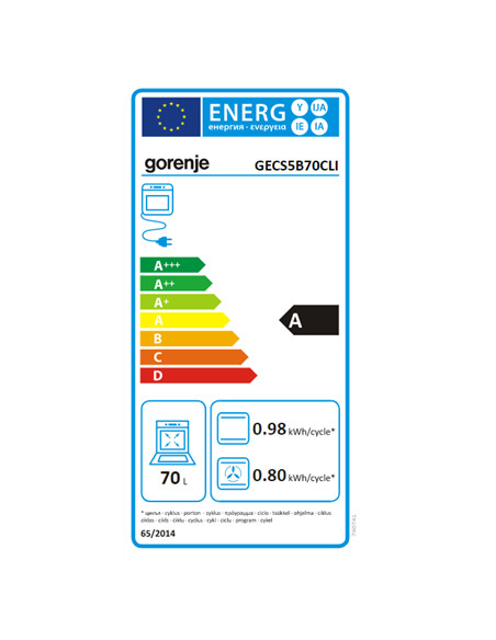 Gorenje | Cooker | GECS5B70CLI | Hob type Vitroceramic | Oven type Electric | Beige | Width 50 cm | Depth 59.4 cm | 70 L