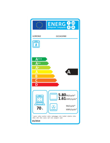 Gorenje Cooker | GG5A14WJ | Hob type Gas | Oven type Gas | White | Width 50 cm | Depth 59.4 cm | 70 L