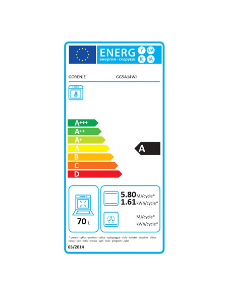 Gorenje Cooker | GG5A14WJ | Hob type Gas | Oven type Gas | White | Width 50 cm | Depth 59.4 cm | 70 L