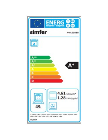 Simfer | Cooker | 4401SGRBB | Hob type Gas | Oven type Gas | White | Width 50 cm | Depth 55 cm | 49 L
