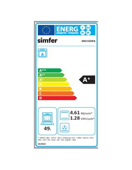 Simfer | Cooker | 4401SGRBB | Hob type Gas | Oven type Gas | White | Width 50 cm | Depth 55 cm | 49 L
