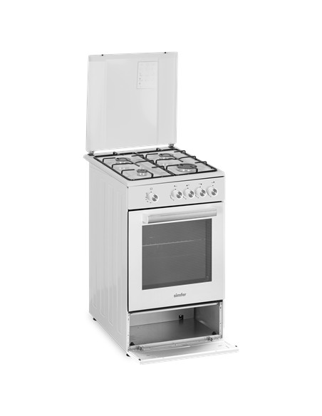 Simfer | Cooker | 4401SGRBB | Hob type Gas | Oven type Gas | White | Width 50 cm | Depth 55 cm | 49 L