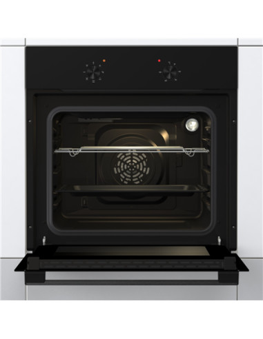 Gorenje Oven | BO6615E01B | 60 L | Electric | EnamelClean | Push pull buttons | Height 59.5 cm | Width 59.5 cm | Black