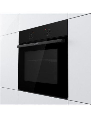 Gorenje Oven | BO6615E01B | 60 L | Electric | EnamelClean | Push pull buttons | Height 59.5 cm | Width 59.5 cm | Black
