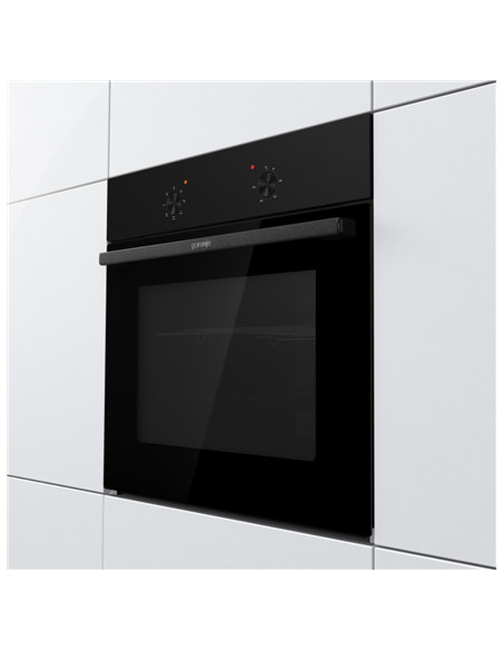 Gorenje Oven | BO6615E01B | 60 L | Electric | EnamelClean | Push pull buttons | Height 59.5 cm | Width 59.5 cm | Black