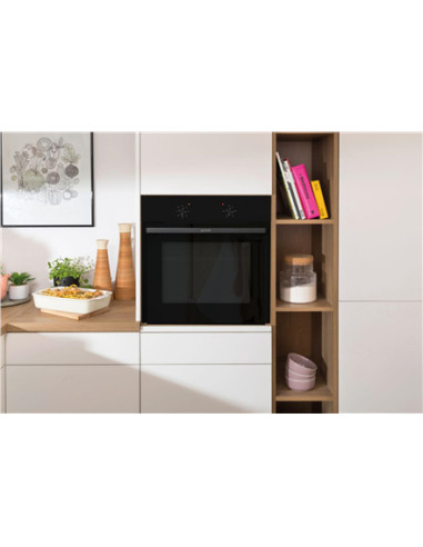 Gorenje Oven | BO6615E01B | 60 L | Electric | EnamelClean | Push pull buttons | Height 59.5 cm | Width 59.5 cm | Black