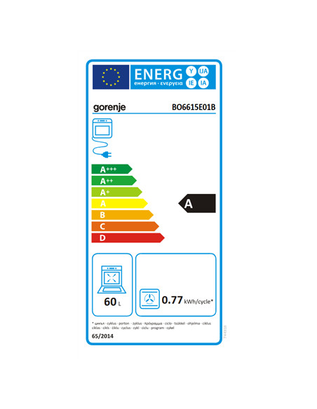 Gorenje Oven | BO6615E01B | 60 L | Electric | EnamelClean | Push pull buttons | Height 59.5 cm | Width 59.5 cm | Black