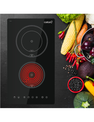 CATA Hob | TD 3002 BK | Vitroceramic | Number of burners/cooking zones 2 | Touch | Timer | Black