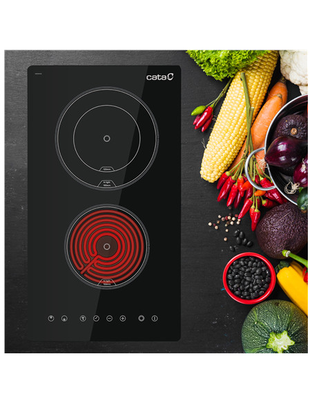 CATA Hob | TD 3002 BK | Vitroceramic | Number of burners/cooking zones 2 | Touch | Timer | Black