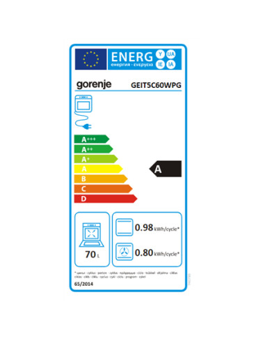 Gorenje | Cooker | GEIT5C60WPG | Hob type Induction | Oven type Electric | White | Width 50 cm | Grilling | Depth 59.4 cm | 70 L