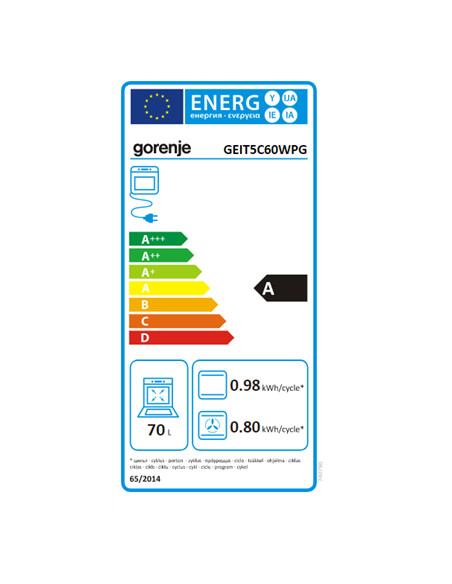 Gorenje | Cooker | GEIT5C60WPG | Hob type Induction | Oven type Electric | White | Width 50 cm | Grilling | Depth 59.4 cm | 70 L