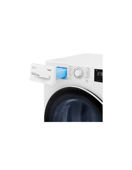 LG | Dryer Machine | RH80V3AV6N | Energy efficiency class D | Front loading | 8 kg | LED | Depth 69 cm | Wi-Fi | White