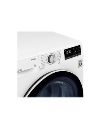 LG | Dryer Machine | RH80V3AV6N | Energy efficiency class D | Front loading | 8 kg | LED | Depth 69 cm | Wi-Fi | White