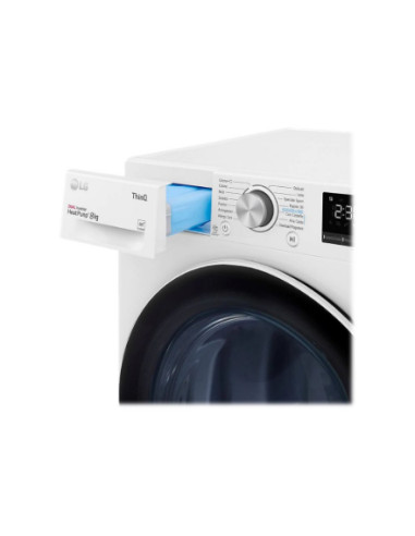 LG | Dryer Machine | RH80V3AV6N | Energy efficiency class D | Front loading | 8 kg | LED | Depth 69 cm | Wi-Fi | White