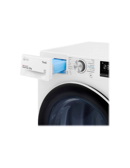 LG | Dryer Machine | RH80V3AV6N | Energy efficiency class D | Front loading | 8 kg | LED | Depth 69 cm | Wi-Fi | White