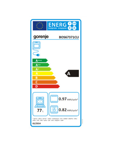 Gorenje | Oven | BOS67371CLI | 77 L | Multifunctional | EcoClean | Mechanical control | Steam function | Height 59.5 cm | Width 