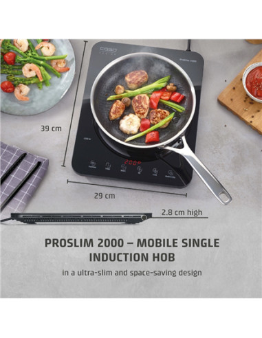 Caso ProSlim 2000 2236 Mobile single induction hob, Glass, Sensor-touch, Black