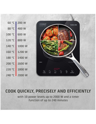 Caso ProSlim 2000 2236 Mobile single induction hob, Glass, Sensor-touch, Black