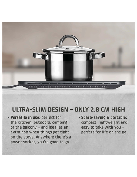 Caso ProSlim 2000 2236 Mobile single induction hob, Glass, Sensor-touch, Black