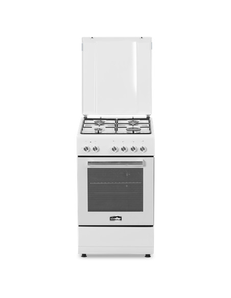 Simfer | Cooker | 5405SERBB | Hob type Gas | Oven type Electric | White | Width 50 cm | Electronic ignition | Depth 60 cm | 43 L