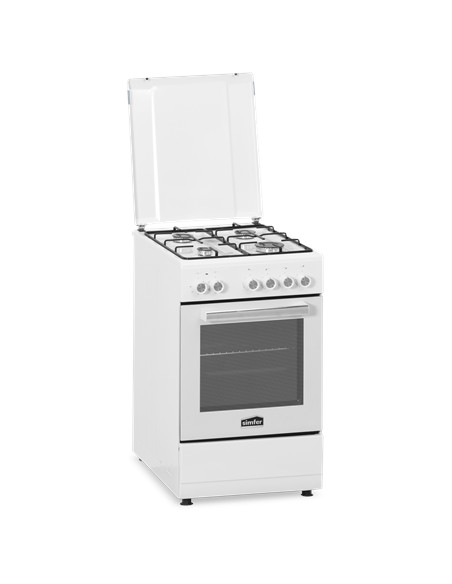 Simfer | Cooker | 5405SERBB | Hob type Gas | Oven type Electric | White | Width 50 cm | Electronic ignition | Depth 60 cm | 43 L