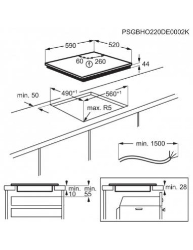 60 cm pločio indukcinė kaitlentė Electrolux EIS62453IT