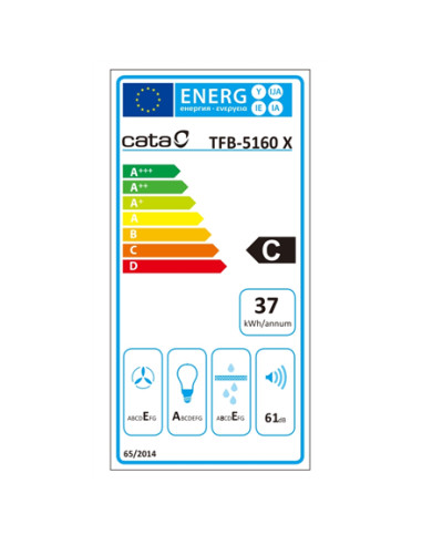 CATA | Hood | TFB-5160 X | Telescopic | Energy efficiency class C | Width 59.5 cm | 300 m³/h | Mechanical | CSLED | Stainless st