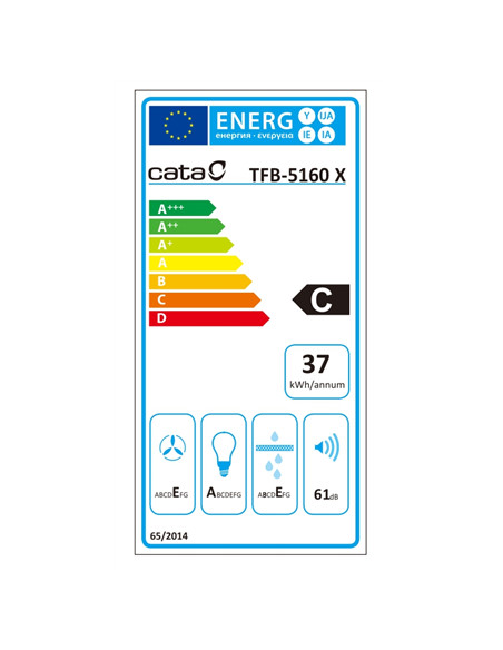 CATA | Hood | TFB-5160 X | Telescopic | Energy efficiency class C | Width 59.5 cm | 300 m³/h | Mechanical | CSLED | Stainless st