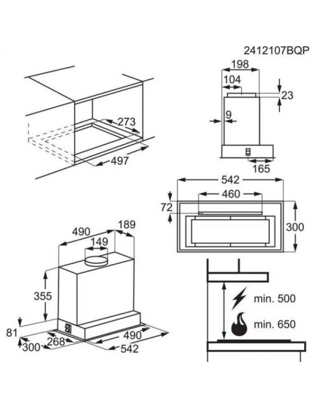 Baltos spalvos 54 cm pločio įmontuojamas gartraukis Electrolux LFG815W