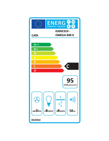 CATA Hood | OMEGA 600 X/M | Wall mounted | Energy efficiency class C | Width 60 cm | 645 m³/h | Mechanical control | LED | Stain