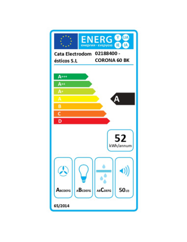 CATA CORONA BK 60 /C | Hood | Integrated | Energy efficiency class A | Width 60 cm | Electronic | 850 m³/h | LED | Black