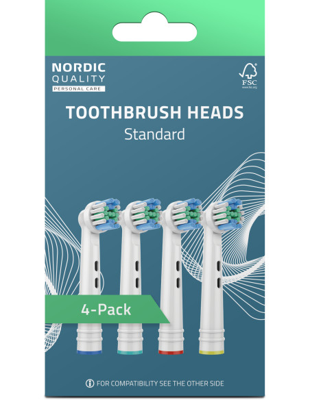 Standartinės šepetėlių galvutės NORDIC QUALITY, 4 vnt. pakuotė / EB17P-4 / 2270009