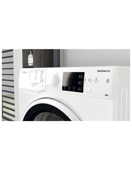 Whirlpool | Washing machine | WRBSB 6249 W EU | Energy efficiency class C | Front loading | Washing capacity 6 kg | 1200 RPM | D