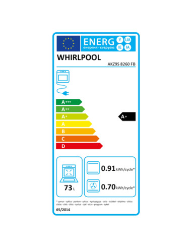 Whirlpool Oven | AKZ9S 8260 FB | 73 L | Electric | Hydrolytic | Electronic | Steam function | Convection | Height 59.5 cm | Widt