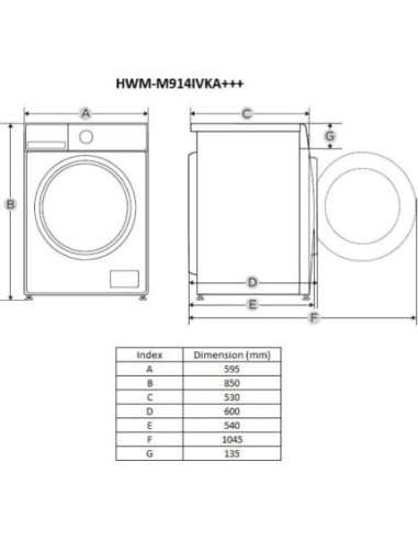 Skalbimo mašina HWM-M914IVKA+++ HEINNER