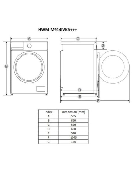 Skalbimo mašina HWM-M914IVKA+++ HEINNER