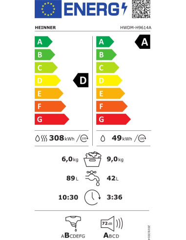 Skalbimo mašina - džiovyklė HWDM-H9614A HEINNER