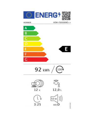 Indaplovė HDW-FS6006WE++ HEINNER